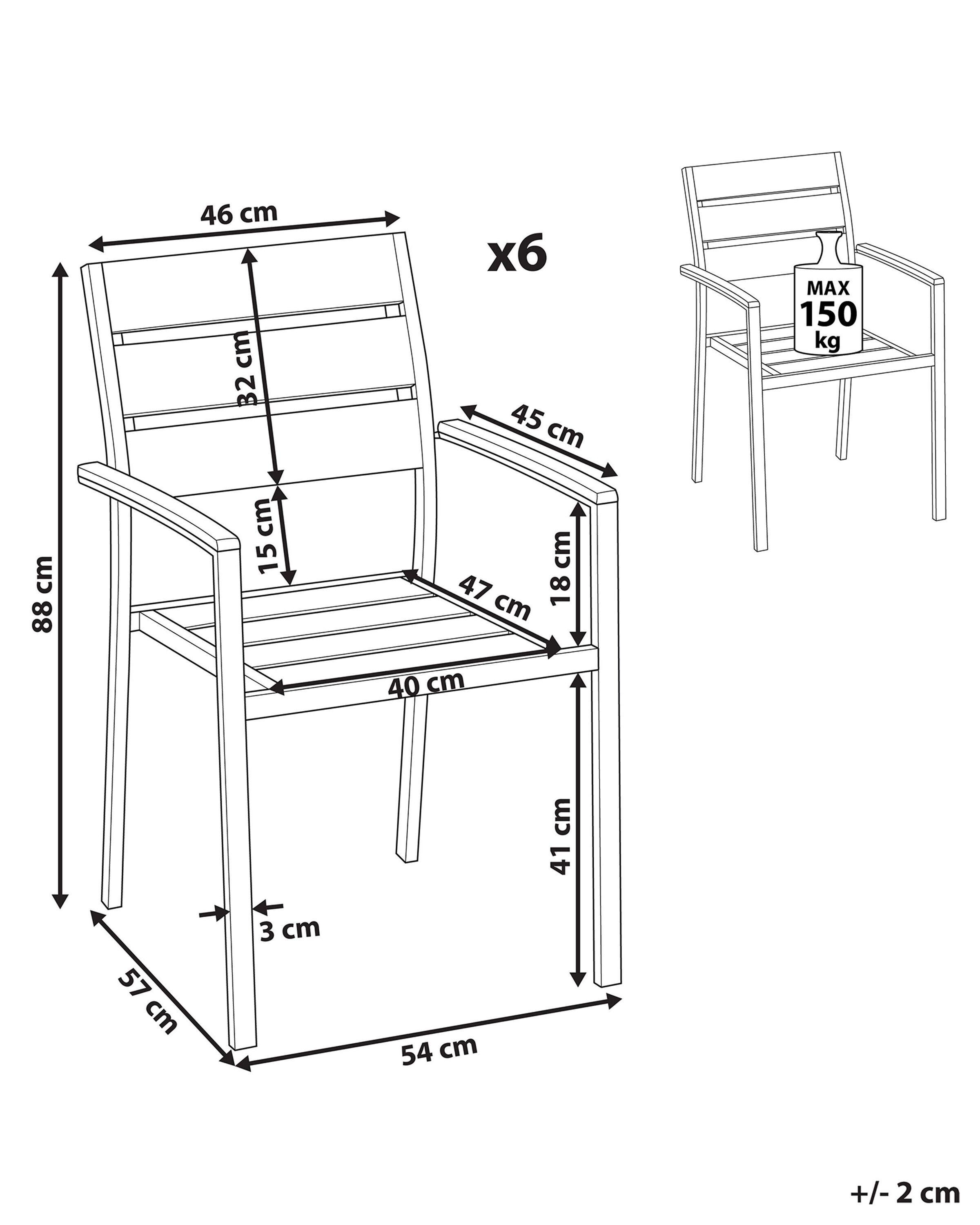 Beliani Lot de 6 chaises de jardin en Bois synthétique Industriel VERNIO  