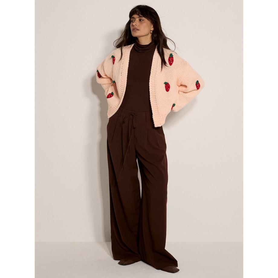 APRICOT Cardigan Maglia Grossa Motivo Fragole  