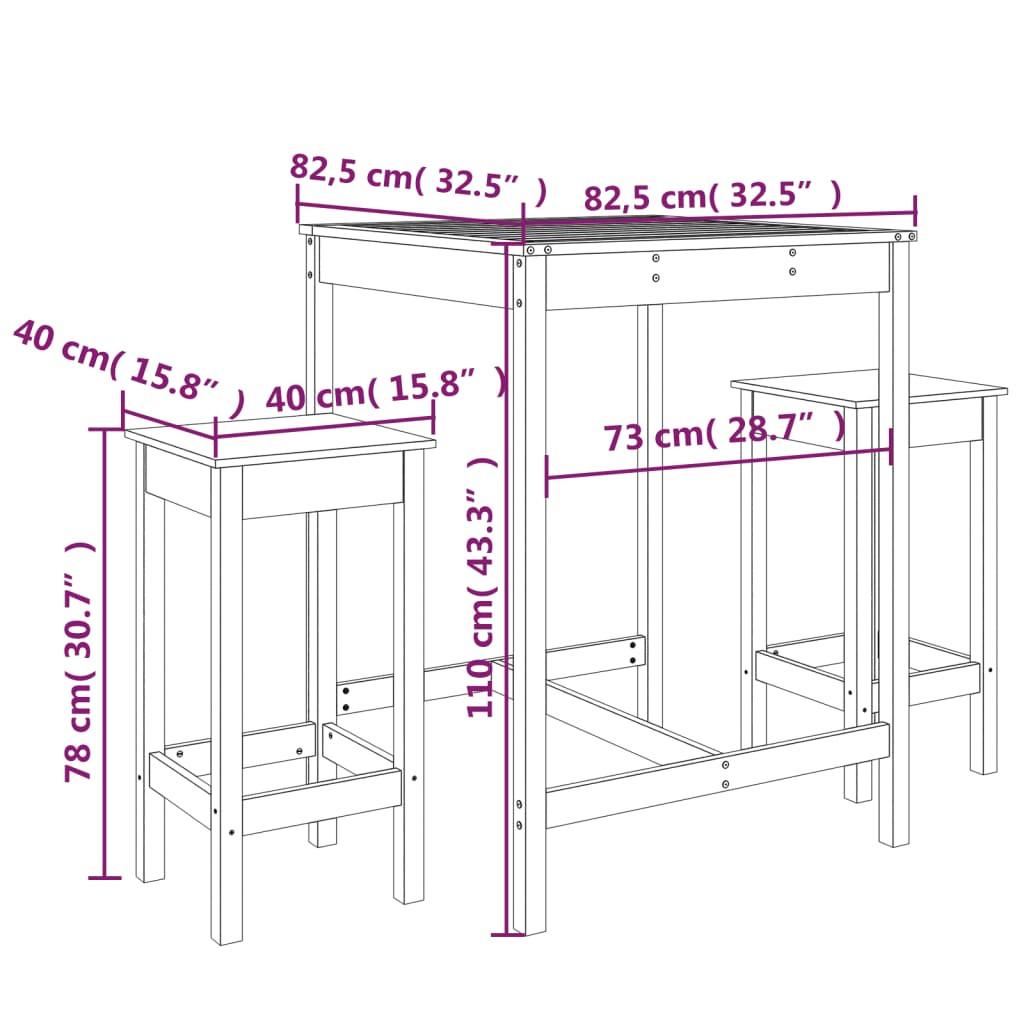 VidaXL Gartenbar set kiefernholz  