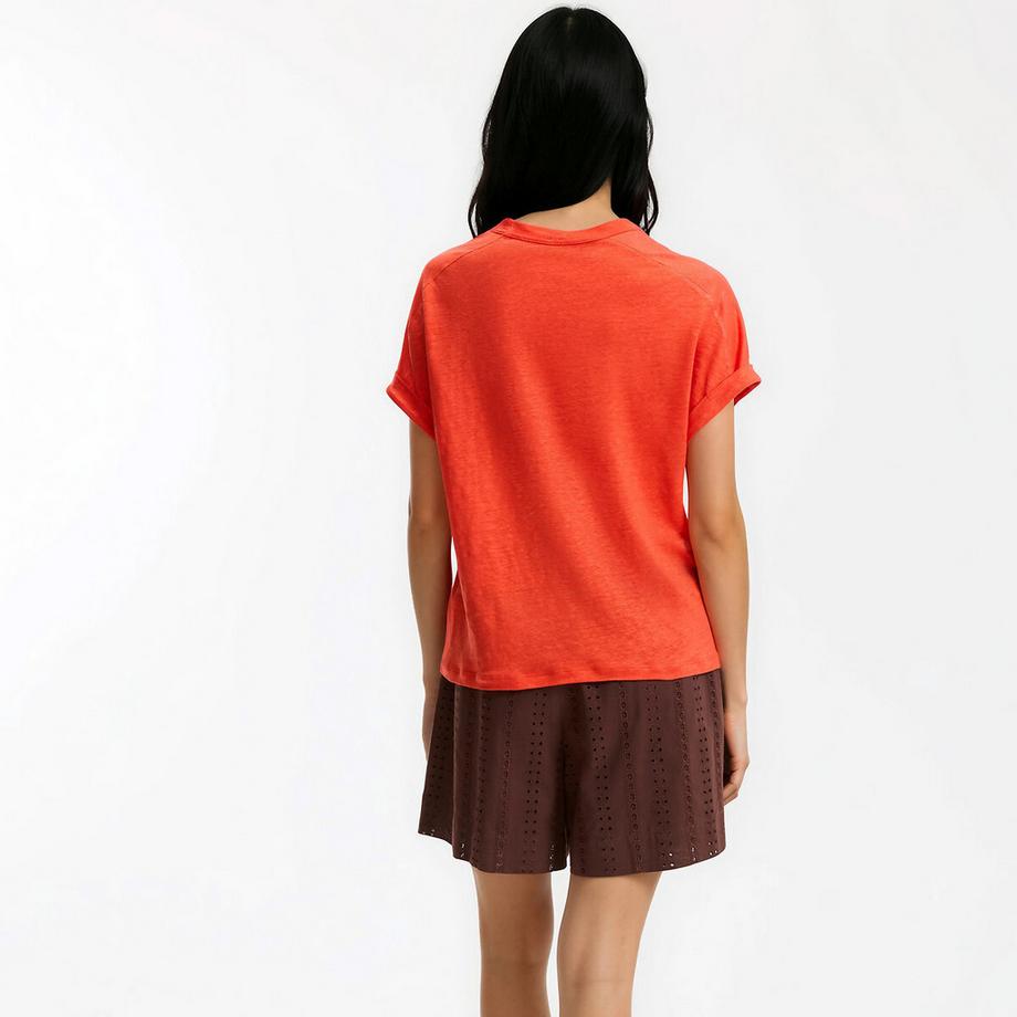 La Redoute Collections Leinen Rundhals T-Shirt  