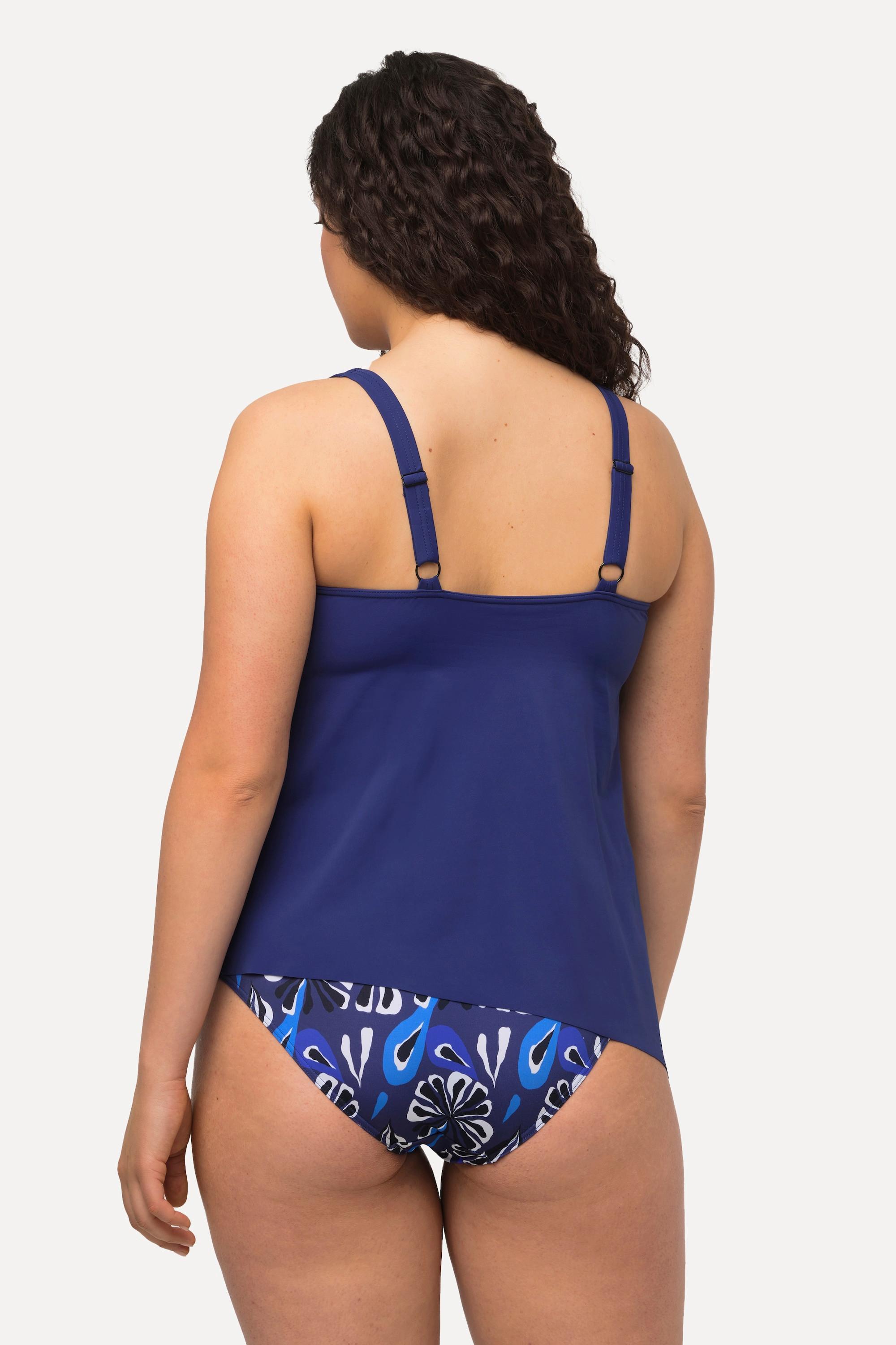 Ulla Popken  Tankini con top lungo, fiori e coppe morbide 