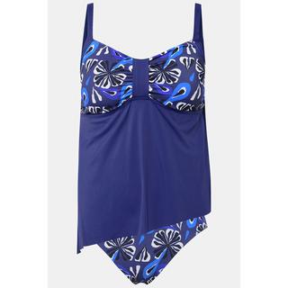 Ulla Popken  Tankini con top lungo, fiori e coppe morbide 