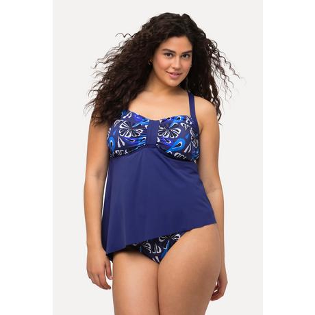 Ulla Popken  Tankini con top lungo, fiori e coppe morbide 