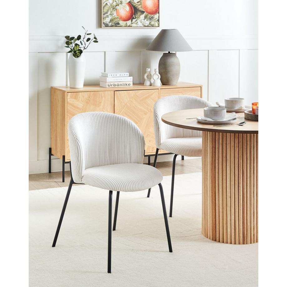 Beliani Esszimmerstuhl 2er Set aus Cord Retro MILES  