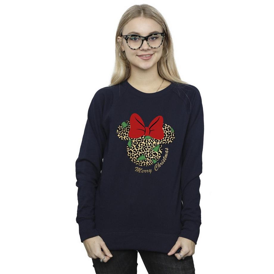 Disney Minnie Mouse Sweatshirt Noël Imprimé Léopard  