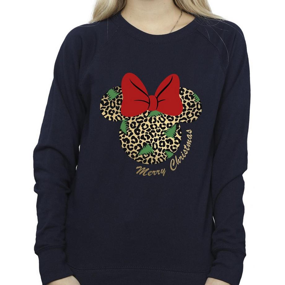 Disney Minnie Mouse Sweatshirt Noël Imprimé Léopard  