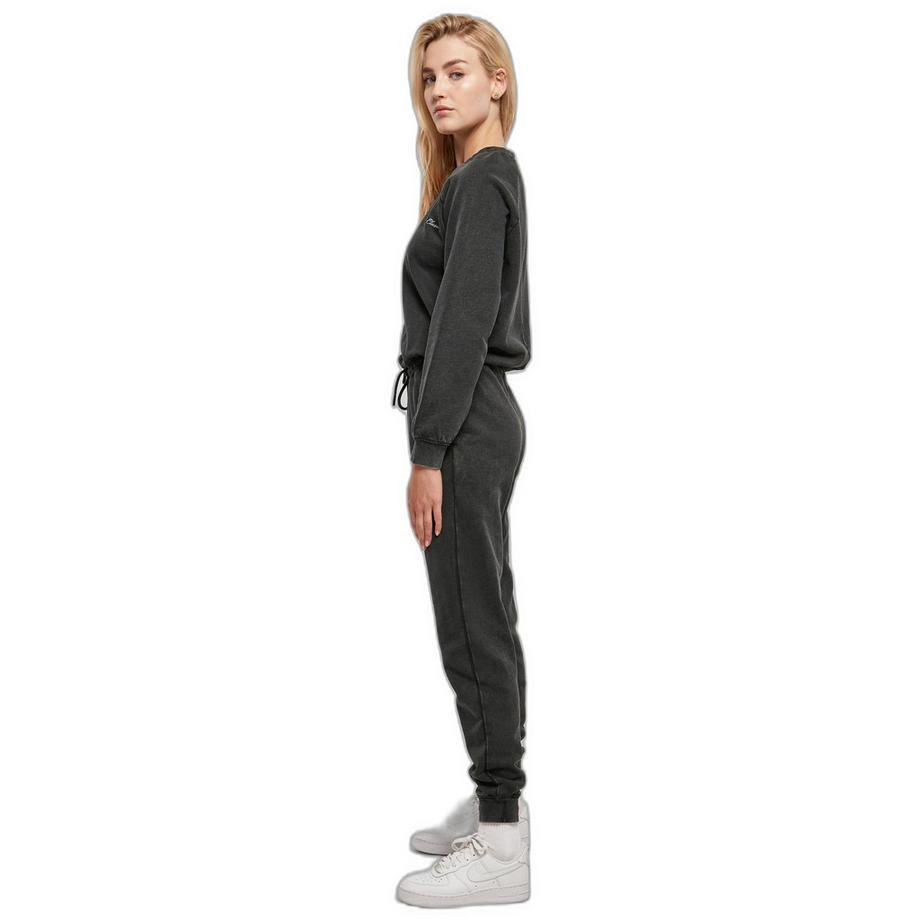 URBAN CLASSICS  frottee-jumpsuit mit langen ärmeln und kleinen stickereien, damen 