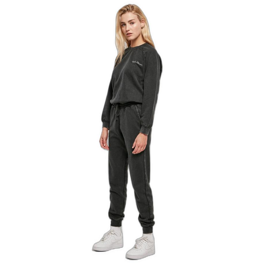 URBAN CLASSICS  frottee-jumpsuit mit langen ärmeln und kleinen stickereien, damen 