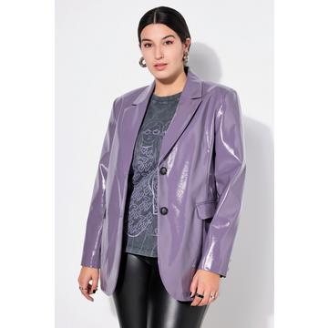 Blazer dal taglio ampio con effetto pelle verniciata, revers e maniche lunghe