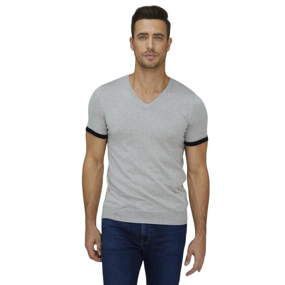 T-shirt a maniche corte in cashmere a righe