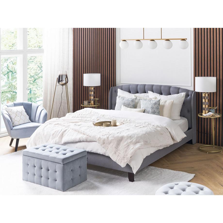 Beliani Ottomane mit Stauraum aus Samtstoff Glamourös MICHIGAN  