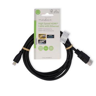 Nedis  Câble HDMI™ haute vitesse avec Ethernet | Connecteur HDMI™ | Connecteur HDMI™ Micro | 4K@30Hz | 10,2 Gbps | 1,50 m | Rond | PVC | Noir | Label 