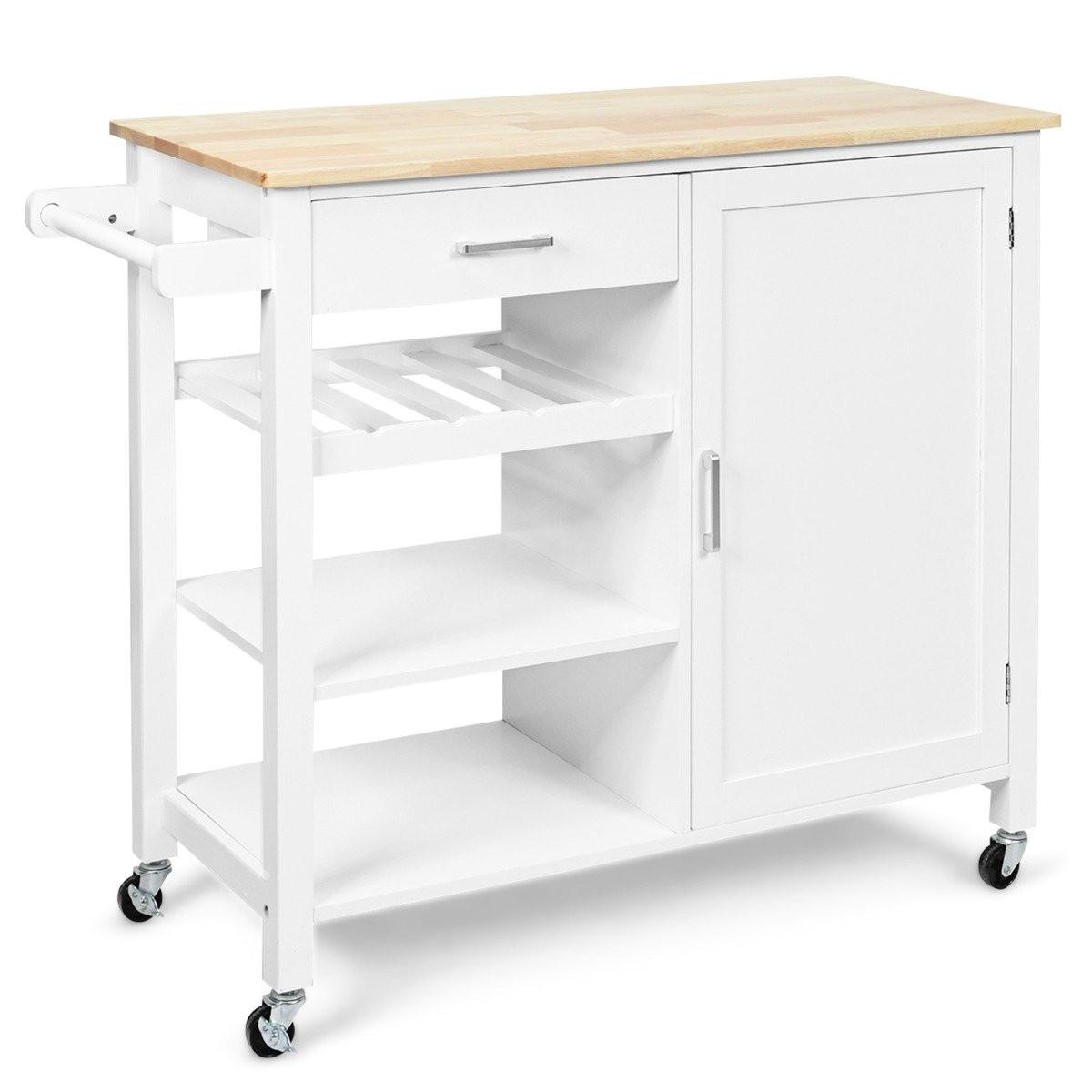 Northix Carrello da cucina con ruote Isola da cucina mobile con cassetto 100 x 48 x 90 cm Bianco  