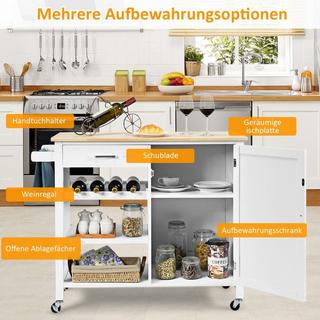 Northix Carrello da cucina con ruote Isola da cucina mobile con cassetto 100 x 48 x 90 cm Bianco  