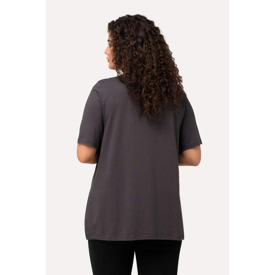 Ulla Popken T-Shirt Coupe A Col Tunique Manches Courtes  