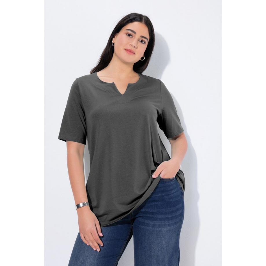 Ulla Popken T-Shirt Coupe A Col Tunique Manches Courtes  