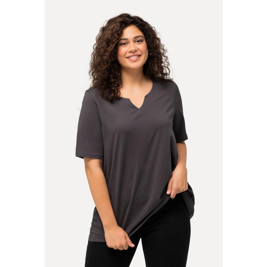 Ulla Popken T-Shirt Coupe A Col Tunique Manches Courtes  