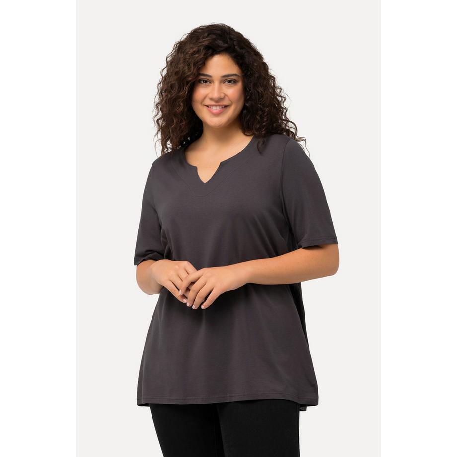 Ulla Popken T-Shirt Coupe A Col Tunique Manches Courtes  