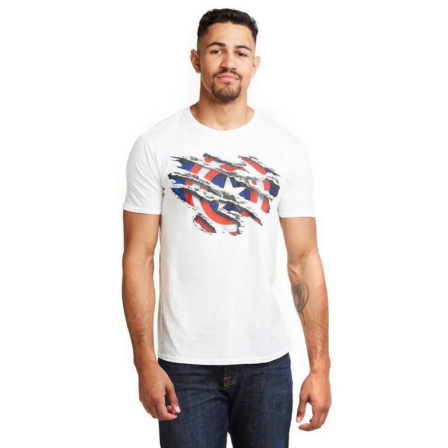 CAPTAIN AMERICA T-Shirt mit zerrissenem Flaggen-Print  