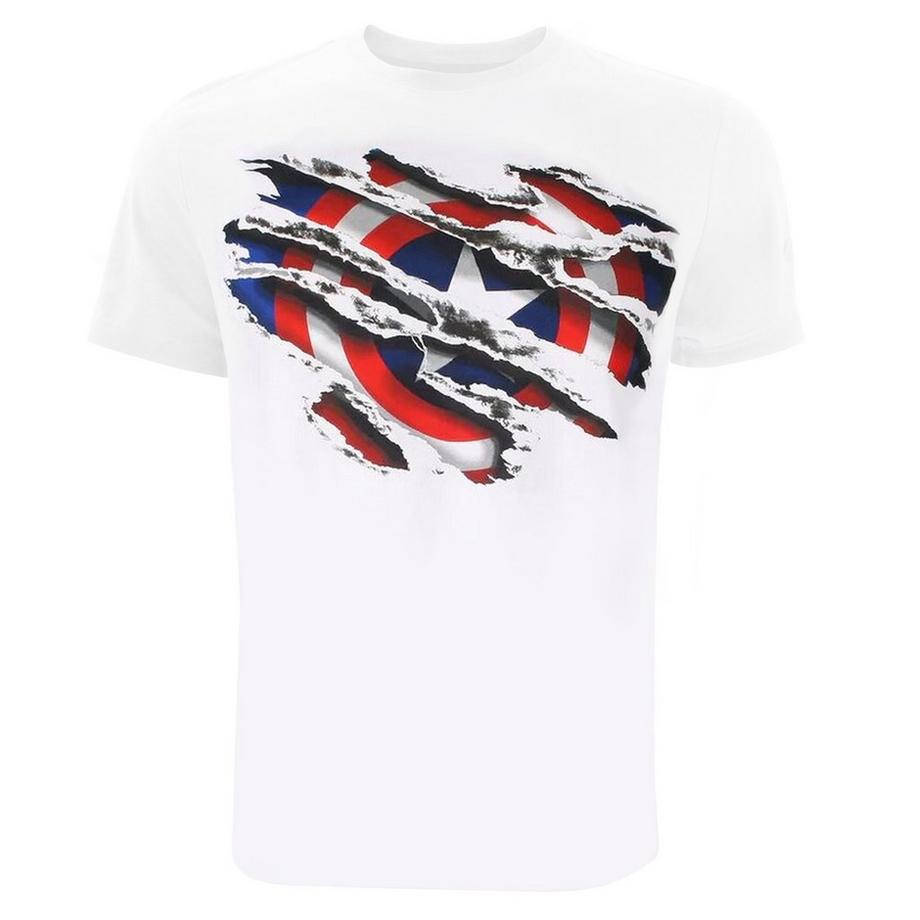 CAPTAIN AMERICA T-Shirt mit zerrissenem Flaggen-Print  