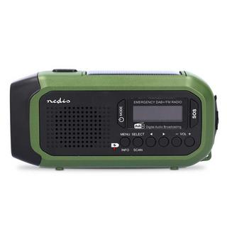 Nedis  Notfallradio | Tragbares Design | DAB+ / FM | Batteriebetriebener / Handel / Solar angetrieben / USB -Strom | Wecker | Grün Schwarz 