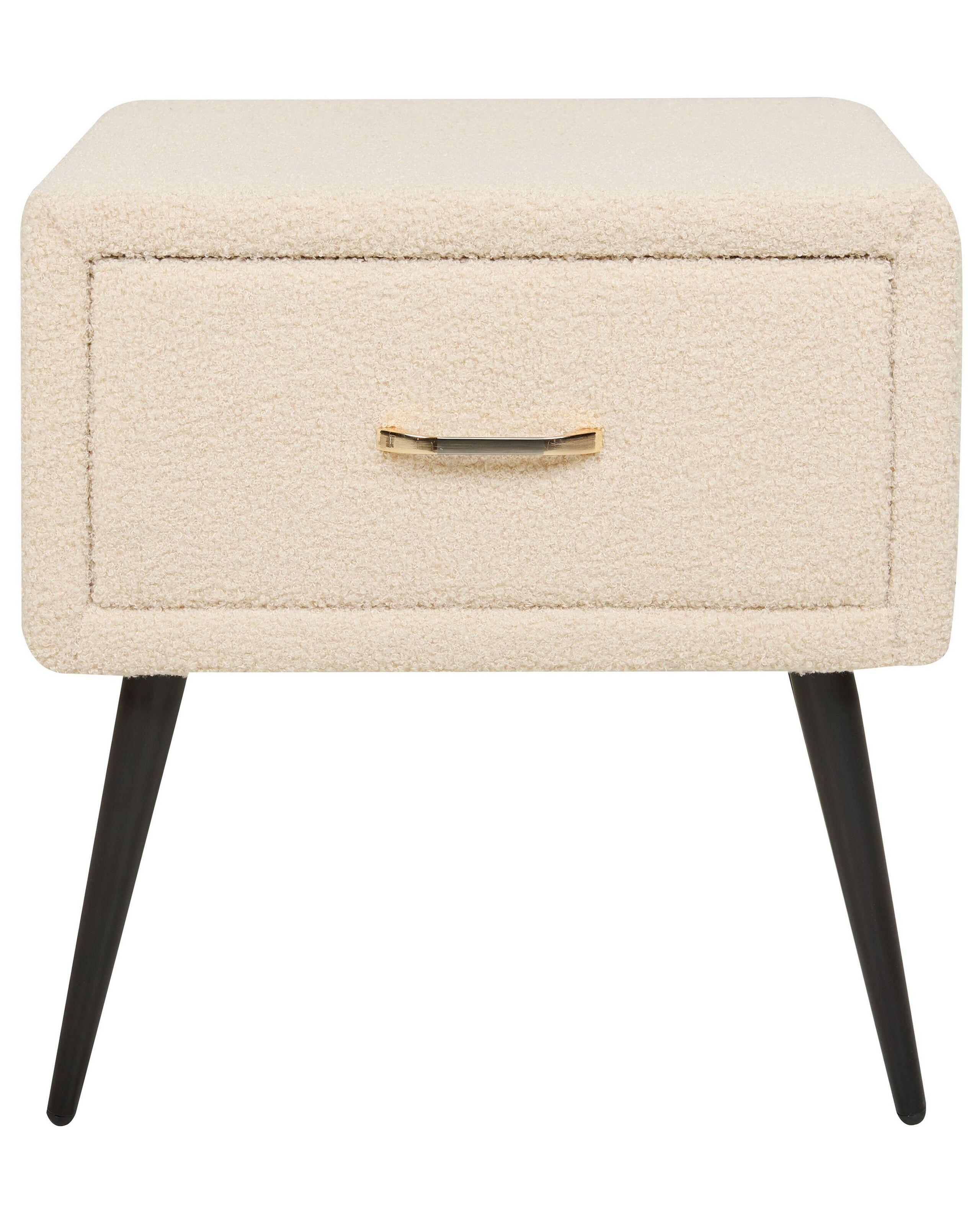 Beliani Table de nuit à 1 tiroir en Bouclé Glamour FLAYAT  