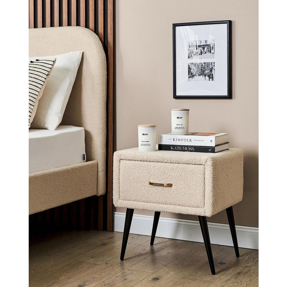 Beliani Comodino 1 cassetto en Bouclé  FLAYAT  