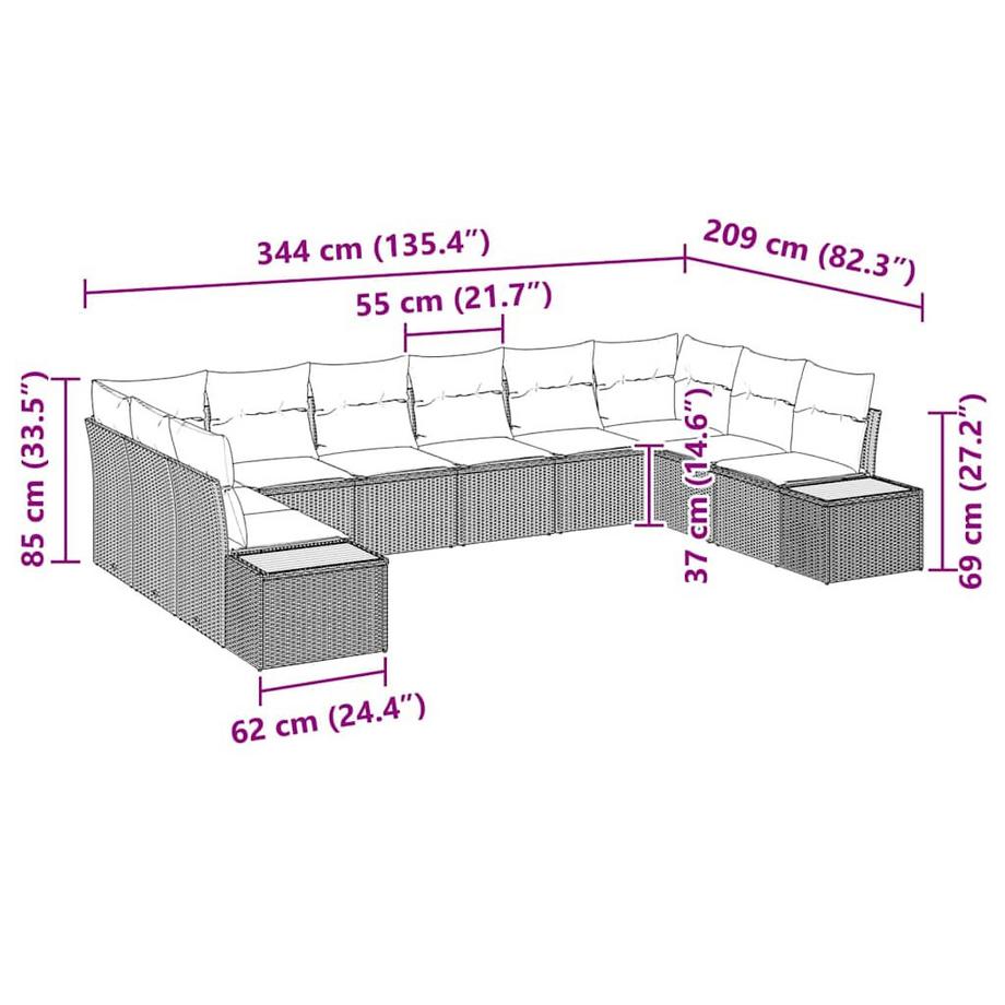 VidaXL Canapé de jardin poly rattan  