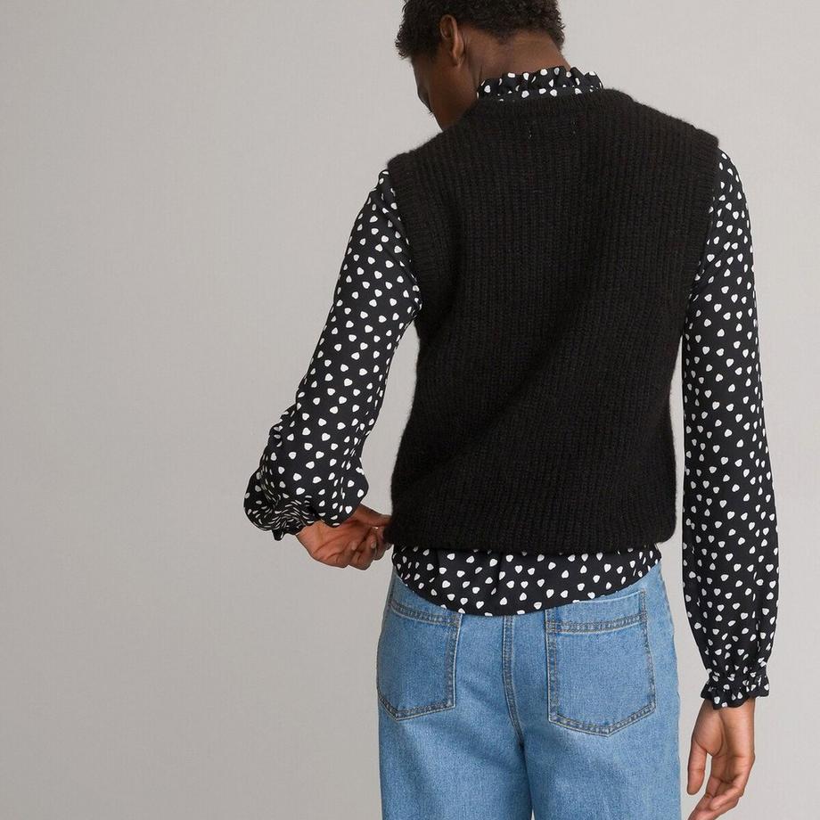 La Redoute Collections Pull sans manches col rond en alpaga mélangé  
