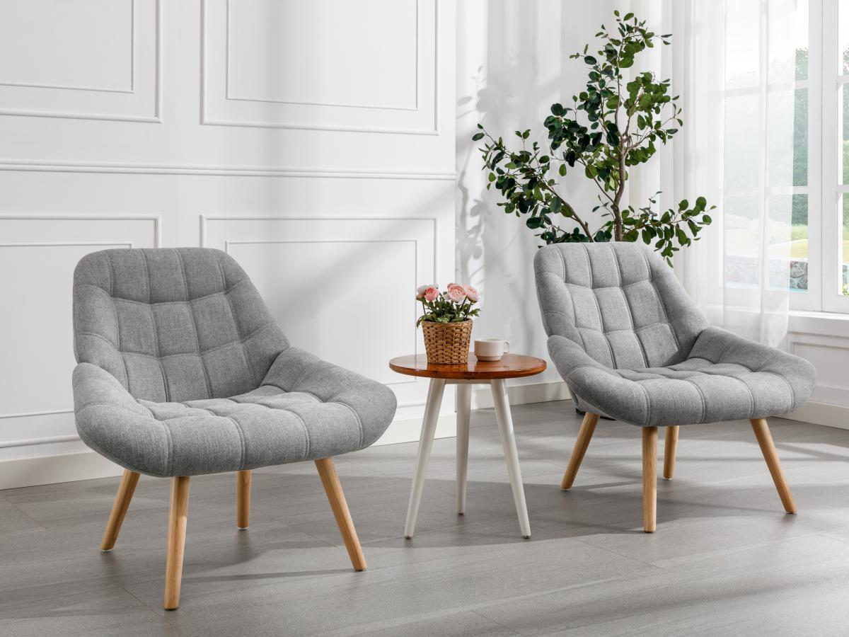 Vente-unique Fauteuil en tissu gris LUOSTO  