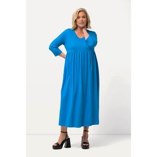 Ulla Popken  Jerseykleid, Empirenaht, V-Ausschnitt, 3/4-Arm, Taschen 