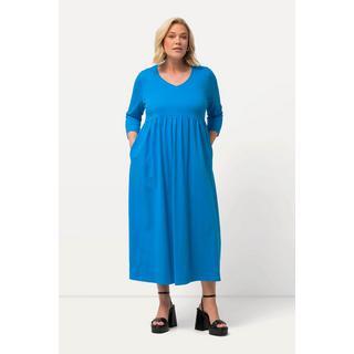 Ulla Popken  Jerseykleid, Empirenaht, V-Ausschnitt, 3/4-Arm, Taschen 