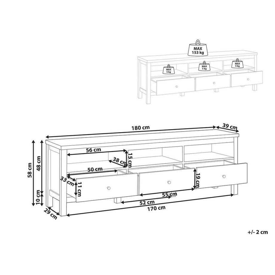 Beliani TV-Möbel aus Faserplatte Klassisch INVERELL  