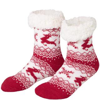 Tectake  Chaussettes douillettes avec motif de renne rouge-blanc 