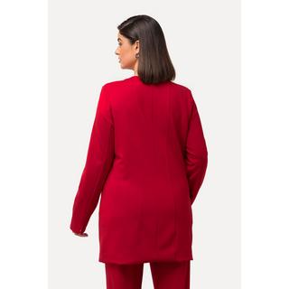 Ulla Popken Blazer Lungo Cuciture Decorative Scollo Rotondo Jersey  