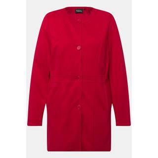 Ulla Popken Blazer Lungo Cuciture Decorative Scollo Rotondo Jersey  