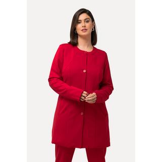 Ulla Popken Blazer Lungo Cuciture Decorative Scollo Rotondo Jersey  