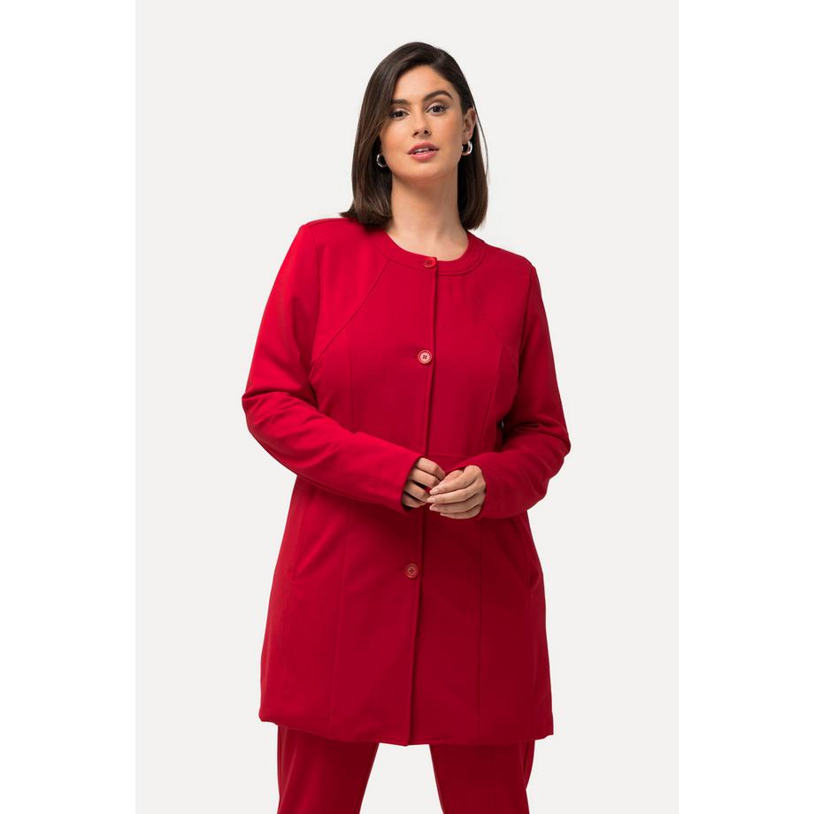 Ulla Popken Blazer Long Coutures Fantaisie Col Rond Jersey  