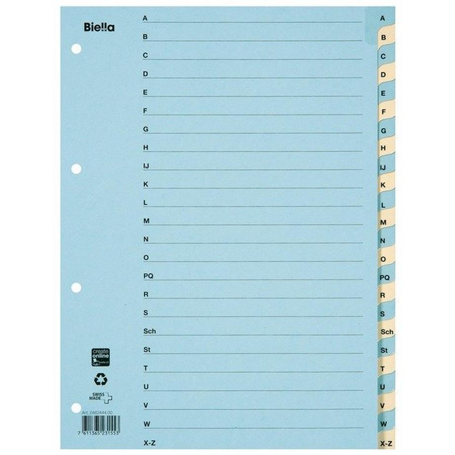 Biella BIELLA Register Karton farbig A4 462444.00 A-Z  