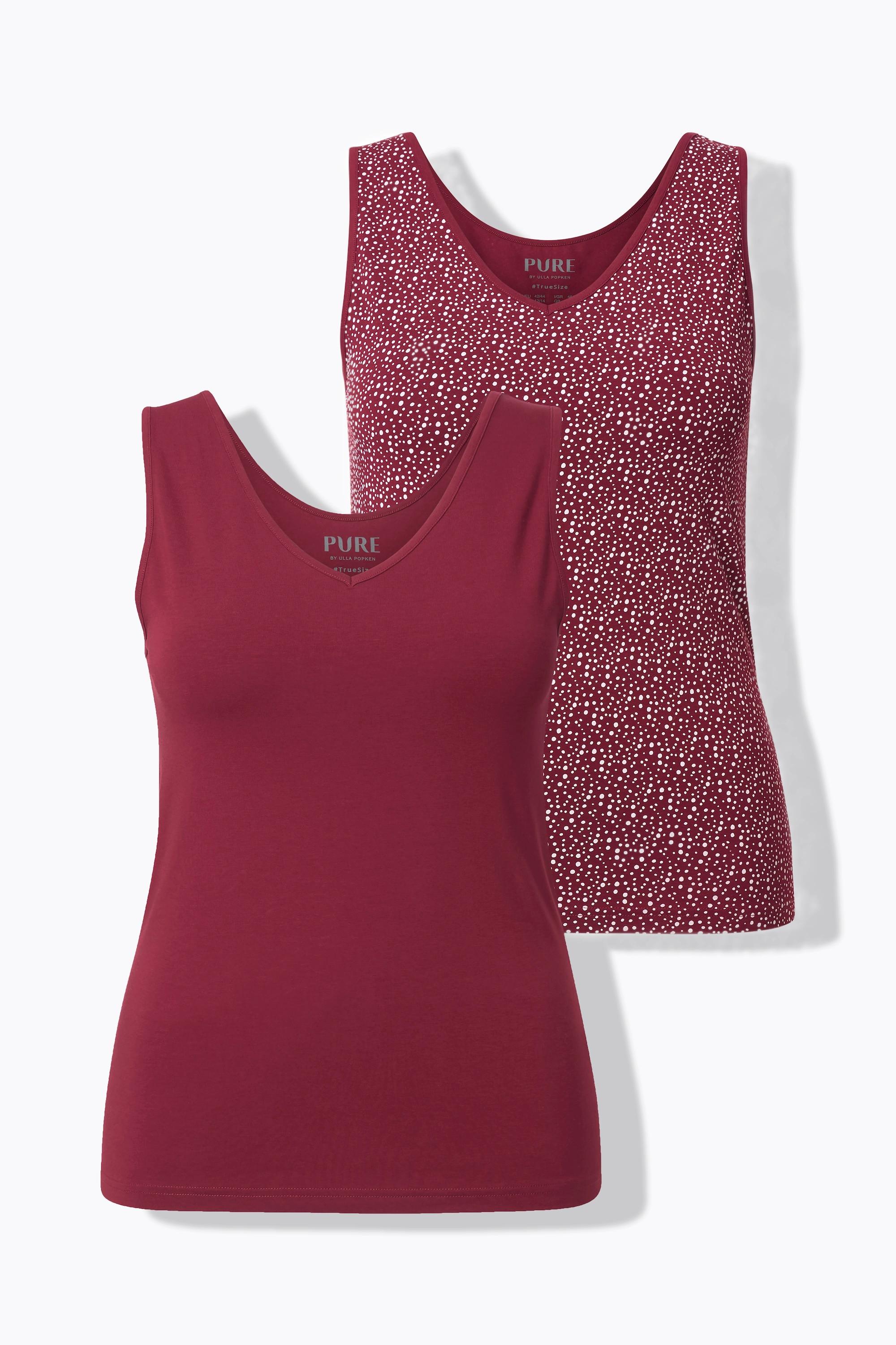 Ulla Popken Confezione da 2 Canottiere Tinta Unita Pois Cotone Biologico  