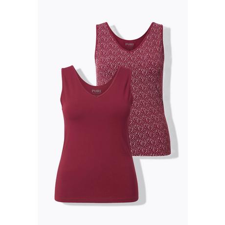 Ulla Popken Confezione da 2 Canottiere Tinta Unita Pois Cotone Biologico  