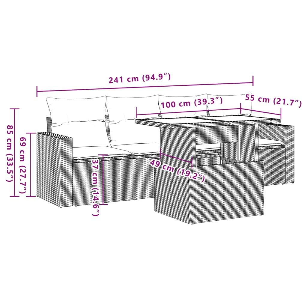 VidaXL Ensemble de canapés de jardin rotin synthétique  