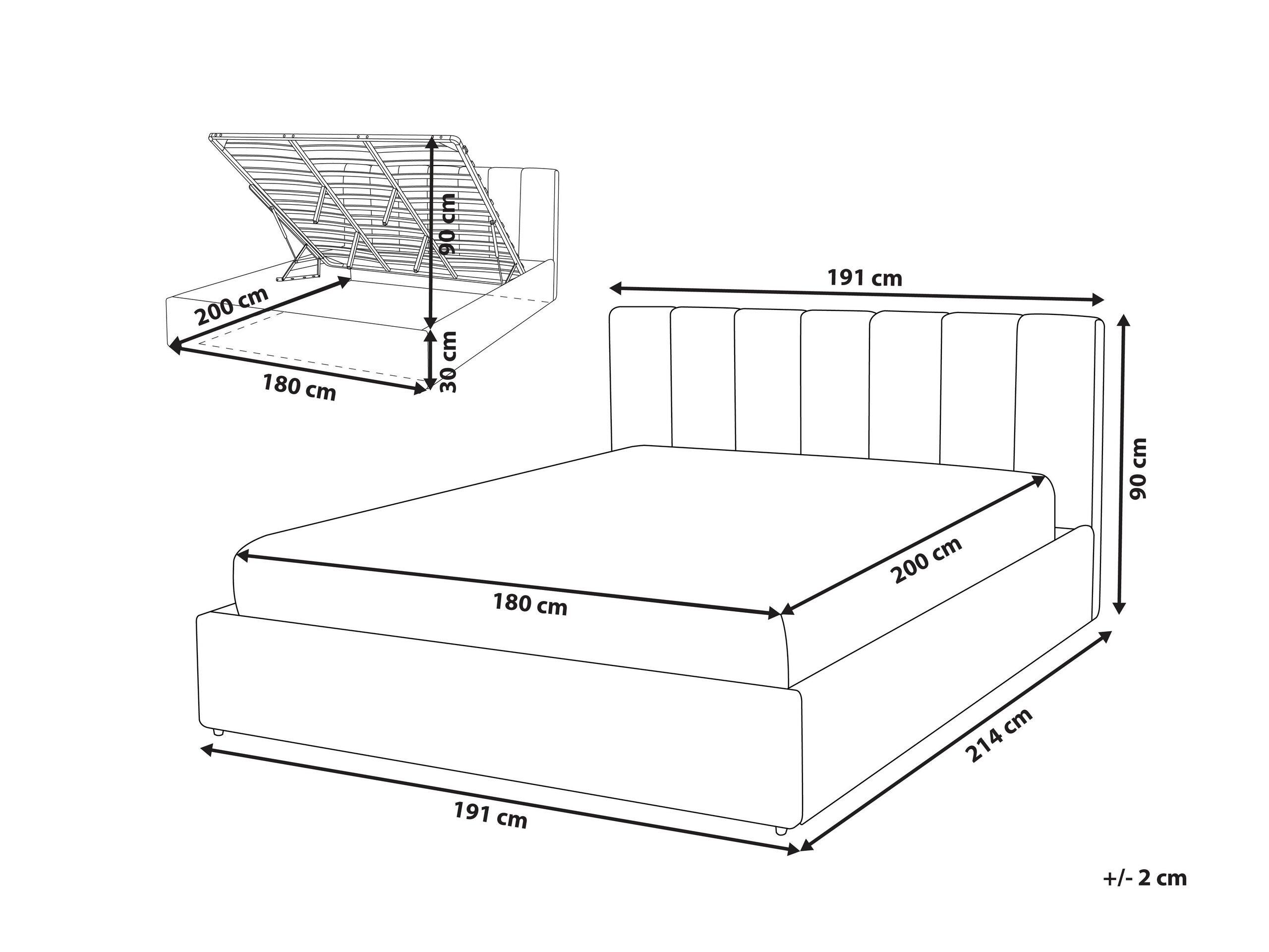 Beliani Lit avec coffre de rangement en Polyester Moderne DREUX  