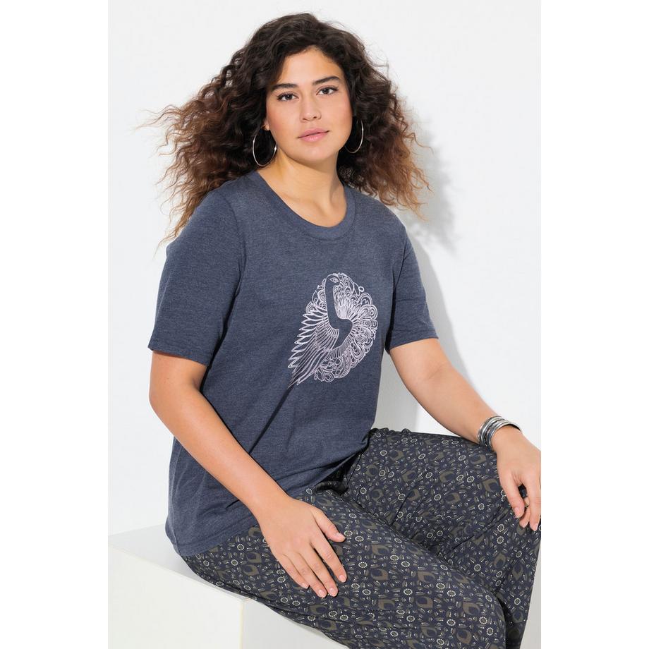 Ulla Popken T-shirt Classic Motif Animal Col Rond Manches Courtes  