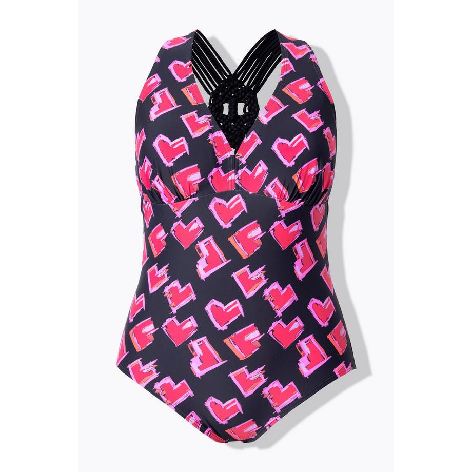 Ulla Popken Herzen Makramee Träger Softcup Badeanzug  