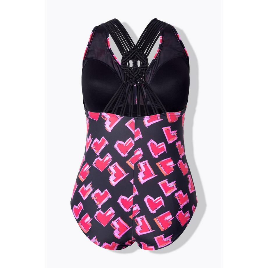 Ulla Popken Herzen Makramee Träger Softcup Badeanzug  