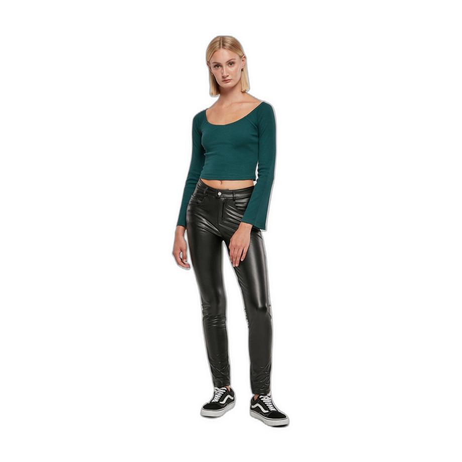 URBAN CLASSICS Costine Scollo a V Maniche Lunghe Cropped Top  