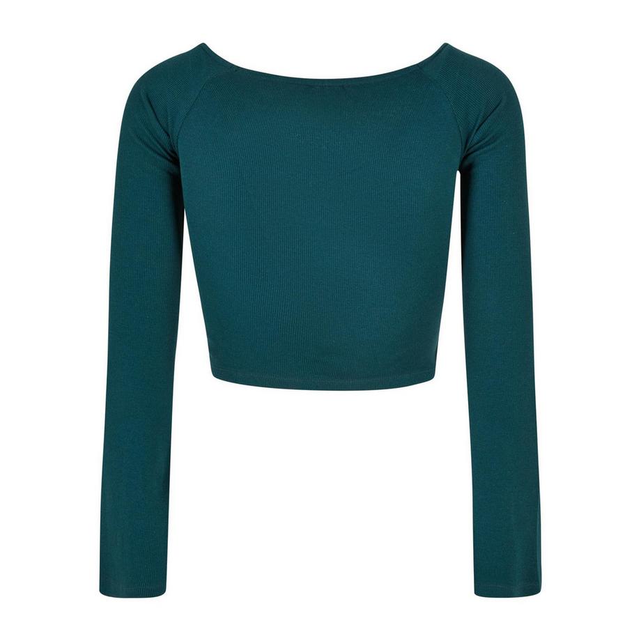 URBAN CLASSICS Costine Scollo a V Maniche Lunghe Cropped Top  