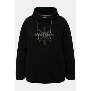 Ulla Popken  Sweat-shirt à col montant et manches longues, poches, flocon de neige 