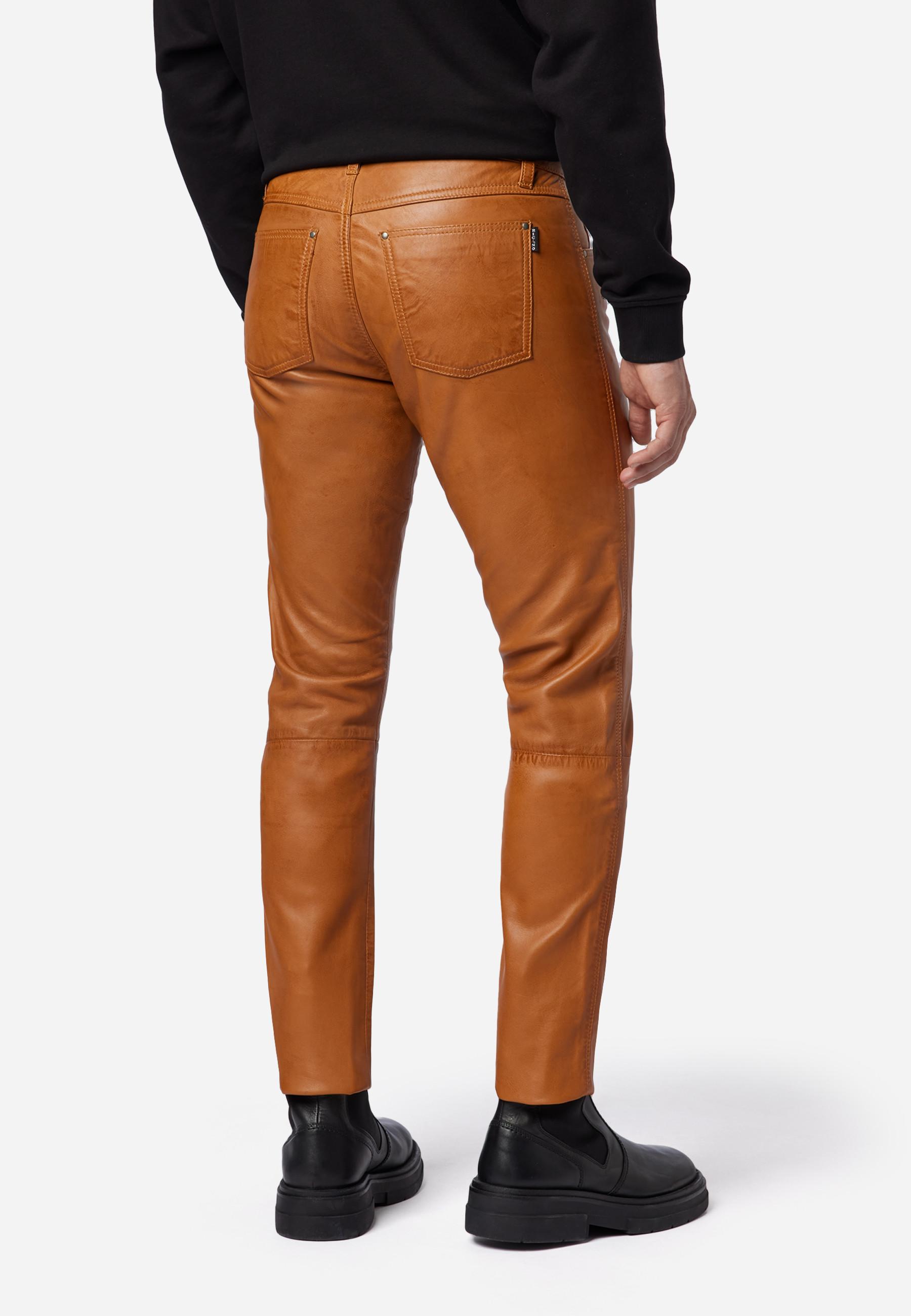 RICANO  Pantaloni in pelle da uomo Slim Fit, pantaloni in pelle 5 tasche in pelle di agnello - Slim Fit 